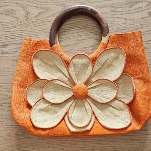 Mar Y Sol Orange Flower Purse